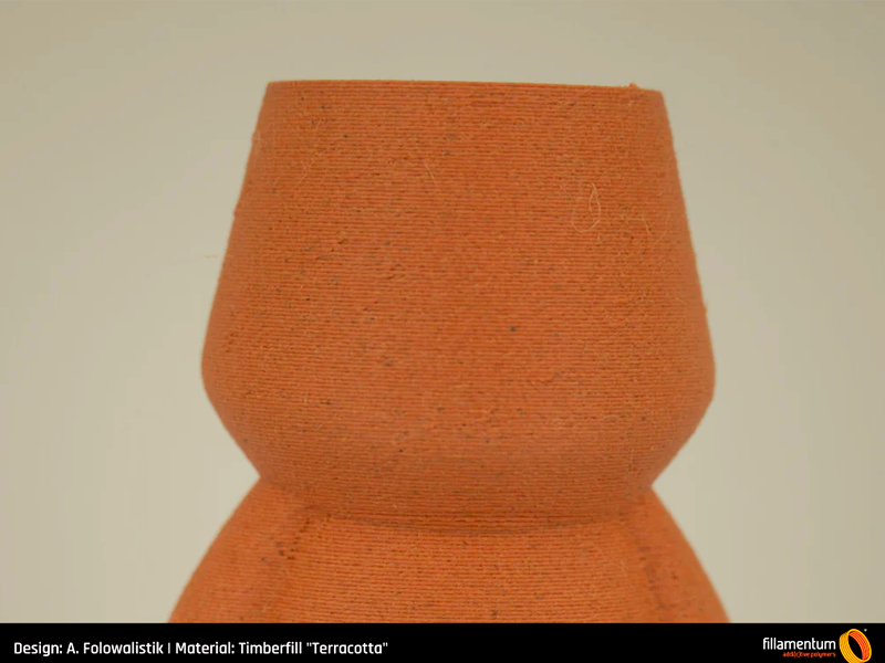 Une pièce imprimée en 3D avec le filament Timberfil Terracotta